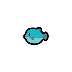Blowfish Vector Icon. Isolated Pufferfish, Fugu Illustration 