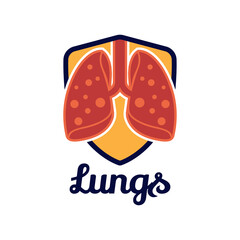 lungs logo isolated on white background for pulmonary clinic. vector illustration
