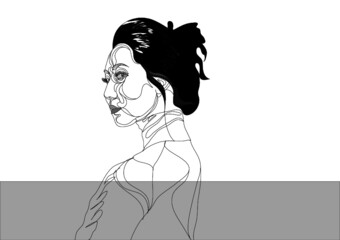 Oriental lady outline