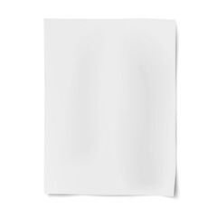 Vector sheet of white paper placed on white background