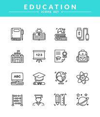 Fototapeta premium Set of Education vector Icon, New and trendy linear pictogram pack. modern vector icon concept for web graphics