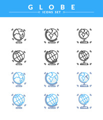 Globe vector icon set,  New and trendy linear design. modern vector icon concept for web graphics
