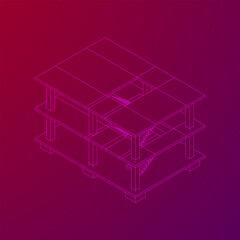 Building under construction. Build house construct in process. Wireframe low poly mesh vector illustration