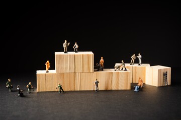 Miniature Builder Figures with wooden blocks