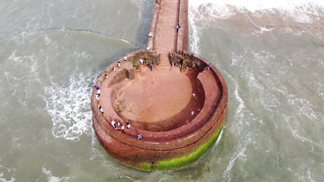 Aerial Drone Shot of Lower Aguada Fort, Candolim Sinquerim Beach Goa