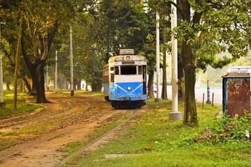 Fototapeta na wymiar iconic tram the heritage vehicle at kolkata