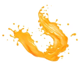 Fotobehang orange juice liquid splash. © Anusorn