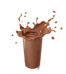 Chocolate Pouring and splash into glass.