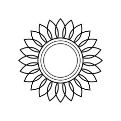 Sunflower icon. Vector illustration. Black simple sign. Isolated element on white background. Great for the design of banners, decoration, logo, label, stickers, cards, textiles, prints, etc