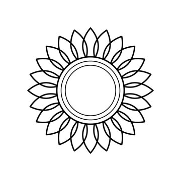 Sunflower icon. Vector illustration. Black simple sign. Isolated element on white background. Great for the design of banners, decoration, logo, label, stickers, cards, textiles, prints, etc