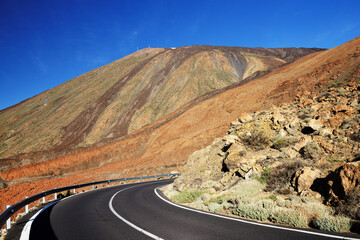 Road in El Teide National Park, Tenerife, Canary Islands, Spain