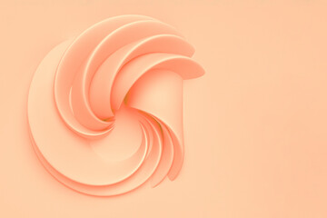 Orange ochre pastel light delicate abstract 3D background of a wave curving intertwining and writhing surface. 3D illustration with copy space