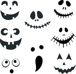Halloween face, flat, vector illustration