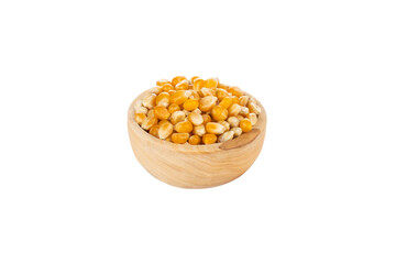 Corn. Corn in wood bowl, on white background (Tr- misir - dari )
