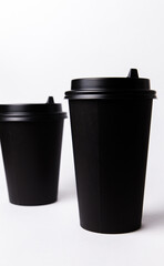 Paper cups isolated on white background