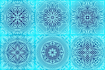 Italian ceramic tile pattern. Mediterranean porcelain pottery.