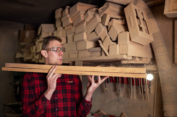 Cabinet maker working in his garage