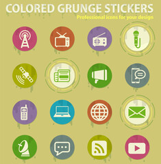 Media colored grunge icons