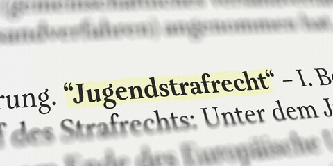 Jugendstrafrecht im Buch mit Textmarker markiert