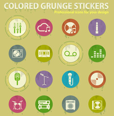 Music colored grunge icons
