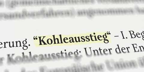 Kohleausstieg im Buch mit Textmarker markiert