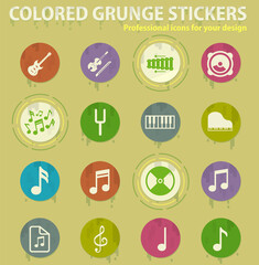 Music colored grunge icons