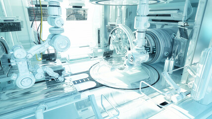 High-tech laboratory with diagnostic equipment. 3d rendering of futuristic lab