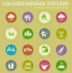 Fototapeta premium natural disasters colored grunge icons