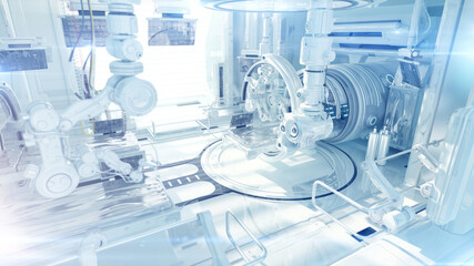 Fototapeta na wymiar High-tech laboratory with diagnostic equipment. 3d rendering of futuristic lab