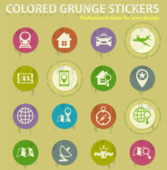 navigation colored grunge icons