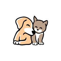 DogyCaty Logo Cartoon Character. Logo template made on Animals or 
pets theme with simple contents. Unique cartoon design for blog, 
hotel, pet shop, veterinary clinic, etc