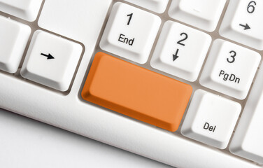 White Pc Keyboard With Empty Note Paper Above White Key Copy Space