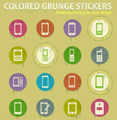 Phones colored grunge icons