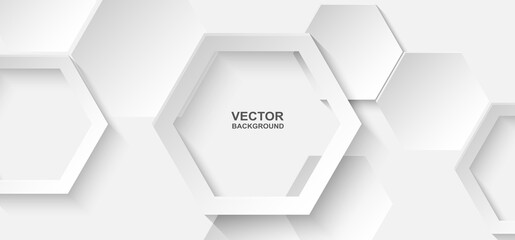 Abstract. Hexagon white background, light and shadow. Vector.