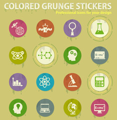 science colored grunge icons