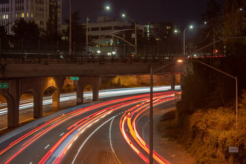 Curved light strips on a highway
