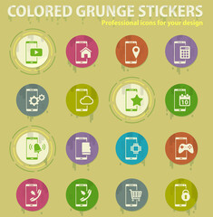 Smartphone colored grunge icons