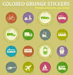 Transportation colored grunge icons
