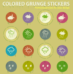 Weather colored grunge icons