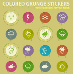 Weather colored grunge icons