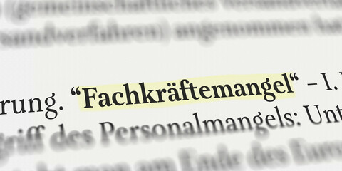 Fachkr&auml;ftemangel im Buch mit Textmarker markiert