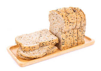 whole wheat bread isolated on white background