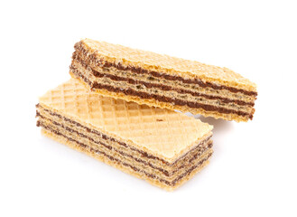 wafers with chocolate isolated on white background