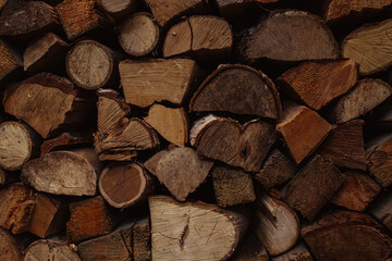 Stack of fire wood background