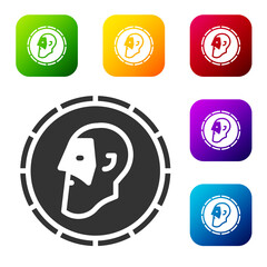Black Ancient coin icon isolated on white background. Set icons in color square buttons. Vector.