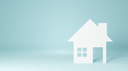 white house isolated on blue background. 3d rendering illustration.