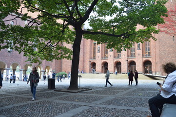people in the city old town hall stockholm