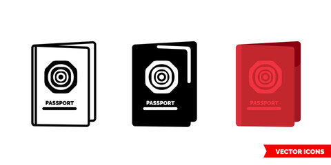 Passport icon of 3 types. Isolated vector sign symbol.