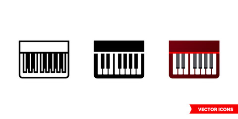 Piano icon of 3 types. Isolated vector sign symbol.
