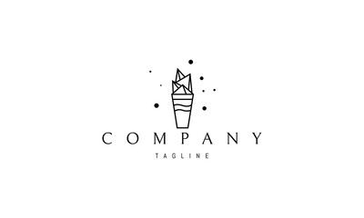 Obraz premium Vector logo on which an abstract image of a tall glass on top of which an ice iceberg.